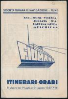 1939 Fiume, Societá Fiumana di Navigazione Fiume-Volosca-Abbazia-Ica-Laurana-Medea-Moschiena hajózási menetrend / 1939 Fiume, Societá Fiumana di Navigazione Fiume-Volosca-Abbazia-Ica-Laurana-Medea-Moschiena  shipping schedule