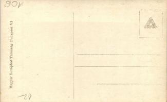 1916 Budapest, A fellobogózott Lánchíd Károly király koronázásnak alkalmából; Révész és Bíró felvéte...