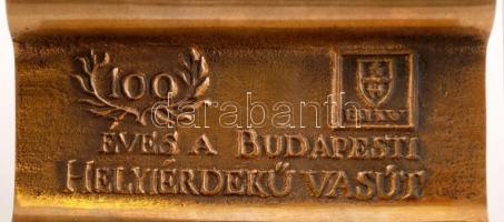 Olvashatatlan jelzéssel: 100 éves a Budapesti Helyiérdekű Vasút, bronz kisplasztika, saját díszdoboz...