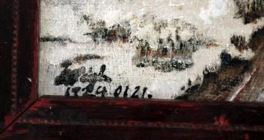 Olvashatatlan jelzéssel: Téli táj, olaj, vászon, keretezett,20x25cm