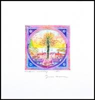 Gross Arnold (1929-)Andersen emléklap, színes rézkarc, papír, jelzett,12x12cm