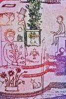 Gross Arnold (1929-)Andersen emléklap, színes rézkarc, papír, jelzett,12x12cm