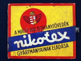 "Nikotex" a Magy. Kir. Dohányjövedék Gyártmányainak eladása, reklámtábla, 23x19 cm