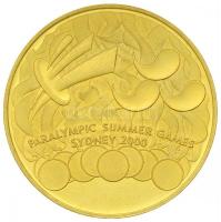 Ausztrália / Sydney 2000. Paralimpiai Részvételi Érem aranyozott fém emlékérem eredeti tokban (38,5mm) T:PP felületi karc, ujjlenyomat Australia / Sydney 2000. Paralympic Participant Medal gilt metal medal in original case (38,5mm) C:PP slightly scratched, fingerprint