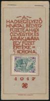 1916 Hadisegélyező hivatal bélyegfüzete, komplett, 50 bélyeggel A1 / Complete booklet with 50 war charity stamps