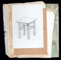 cca 62 db különféle rajz, grafika, különböző technikákkal (akvarell, szén, ceruza, stb.), több közül...