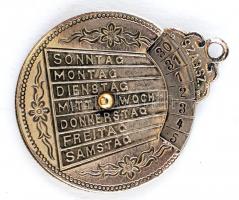 Ewiger Kalender fém örök naptár medál, d:2,5cm