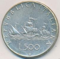 Olaszország 1960R 500L Ag "Kolumbusz hajói" T:2 Italy 1960R 500 Lire Ag "Columbus' ships" C:XF