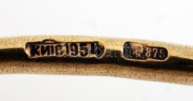 Orosz, aranyozott ezüst kiskanál, fémjel, Ag.: 29,6gr., mesterjel, 2db, h:12cm