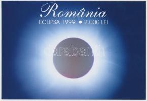Románia 1999. 2000L Napfogyatkozás emléklapon, borítékban (9x) T:I Romania 1999. 2000 Lei Solar eclipse in card with information, in folder (9x) C:UNC
