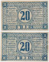 Románia / Temesvár 1919. 20f (2x) T:III,III-
Romania / Timisoara 1919. 20 Fileri (2x) C:F,VG