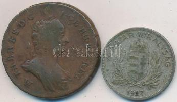 1763. PH-KM Poltura Cu "Mária Terézia" + 1927. 1P Ag T:3,2-