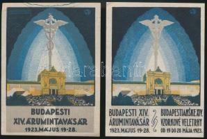 1922-1923 A Budapesti Árumintavásárt népszerűsítő színes nyomtatványok, 6 db