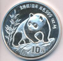 Kína 1990. 10Y Ag "Panda" (1oz/0.999) T:PP China 1990. 10 Yuan Ag "Panda" (1oz/0.999) C:PP Krause KM#276