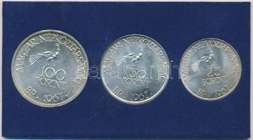 1967. 25Ft Ag + 50Ft Ag + 100Ft Ag "Kodály" sor eredeti kék plasztiktokban T:BU