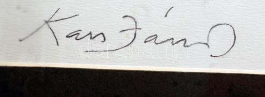 Kass János (1927-2010): Hermész. Szitanyomat, papír, jelzett, üvegezett keretben, 30×22 cm