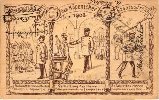 1906 Erinnerung an den Köpenicker Staatsstreich, Hauptmann Köpenick / The Captain of Köpenick, military coup, 1906 A köpenicki kapitány; a köpenicki puccs emléklapja