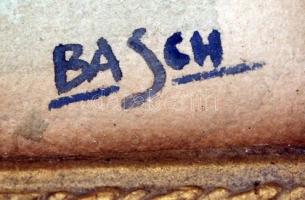 Basch jelzéssel: Csendélet répákkal, akvarell, papír, üvegezett, díszes fa keretben, 28,5×39 cm