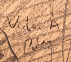 Vida jelzéssel: Fejek, ceruza, papír, paszpartuban, 28,5×39,5 cm