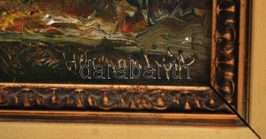 Herman Lipót (1884-1972): Vándor. Olaj, farost, jelzett, üvegezett keretben, 30×40 cm