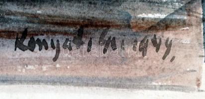 Komjáti-Wanyerka Gyula (1894-1958): Menekülők Bp. ostroma. Akvarell, papír, jelzett, 26×38 cm