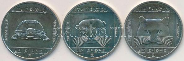 1985. 100Ft alpakka (3xklf) "Természetvédelem - Mocsári teknős, Vadmacska, Vidra" T:BU