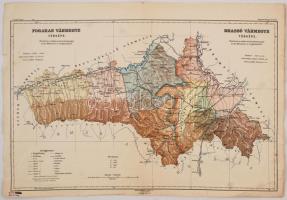 1911 Fogaras Vármegye térképe. 1::325 000, Kiadatott a vallás és közoktatásügyi m. kir. Miniszter úr megbízásából. Magyar Földrajzi Intézet. Kissé viseltes állapotban. 34x46cm