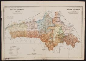 1912 Brassó Vármegye térképe. 1:300 000, Kiadatott a vallás és közoktatásügyi m. kir. Miniszter úr megbízásából. Magyar Földrajzi Intézet. Kissé viseltes állapotban. 34x46cm