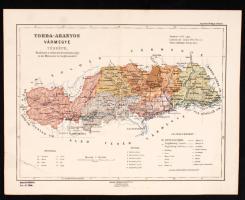 cca 1911 Torda Vármegye térképe. 1:510 000, Kiadatott a vallás és közoktatásügyi m. kir. Miniszter úr megbízásából. Magyar Földrajzi Intézet. Egy helyen szakadt. 25x31cm