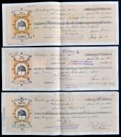 Simontornya 1932-1939. Simontornyai Hitelszövetkezet 3db kitöltött váltó bélyegekkel, bélyegzésekkel T:III