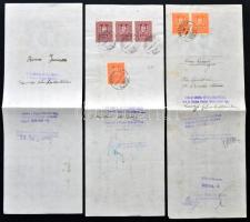 Simontornya 1932-1939. "Simontornyai Hitelszövetkezet" 3db kitöltött váltó bélyegekkel, bé...