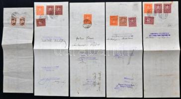 Simontornya 1931-1933. "Simontornyai Hitelszövetkezet" 4db kitöltött váltó bélyegekkel, bé...
