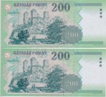 2004. 200Ft (2x) sorszámkövetők T:I