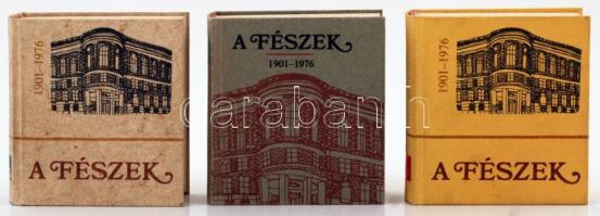 A Fészek 1901-1976. Emlékkönyv a Fészek Művészklub alapításának 75. évfordulójára. Bp., 1976, Gondolat. Gyűjtői szett, 3 db különböző borítójú (1  kartonált papír-, illetve 2 vászonkötésű) példány, műanyag tokban, jó állapotban.