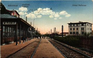 Trieste Miramare, Stazione, Station / railway station, Hotel Bellevue (small tear)