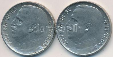 Olaszország 1925R 50c Ni (2x) recés és sima peremmel T:2-
Italy 1925R 50 Centesimi Ni (2x) with reed...