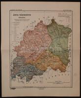 1913 Árva Vármegye térképe. 1:230 000, Kiadatott a vallás és közoktatásügyi m. kir. Miniszter úr megbízásából. Magyar Földrajzi Intézet. Szép állapotban. 36x31cm