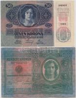 1912. 100K + 1913. 20K II. kiadás + 1914. 50K + 1915. 10K + 1916. 1K + 1917. 2K mindegyik "Deut...