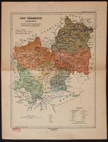 1915 Ung Vármegye térképe. 1:310 000, Kiadatott a vallás és közoktatásügyi m. kir. Miniszter úr megbízásából. Magyar Földrajzi Intézet. Szép állapotban. 40x31cm