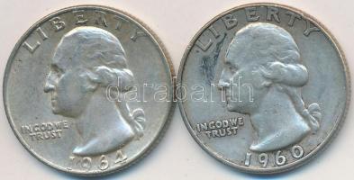 Amerikai Egyesült Államok 1960D-1964. 1/4$ Ag "Washington Quarter" (2x) T:2-
USA 1960D-196...