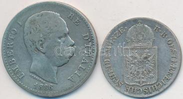 Vegyes: Ausztria 1849A 6kr Ag + Olaszország 1886R 1L Ag "I. Umberto" T:
Mixed: Austria 184...