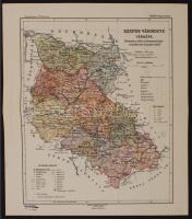 1913 Szepes Vármegye térképe. 1:380 000, Kiadatott a vallás és közoktatásügyi m. kir. Miniszter úr megbízásából. Magyar Földrajzi Intézet.Szép állapotban. 32x28cm