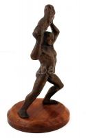 Sziszifusz a Görög mitológiából bronz szobor fa posztamensen, jelzés nélkül, m: 26 cm