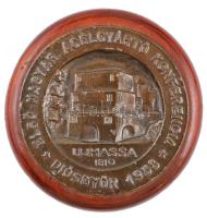 1958. "Első Magyar Acélgyártó Konferencia - Diósgyőr 1958 - Újmassa 1810" Br emlékérem (118mm) fatalpon (147mm) T:2