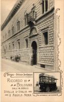 Bologna, Palazzo Bevilacqua, Stella d'Italia e Aquila Nera; un Automobile dell'Albergo / hotel advertisement