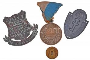 ~1910. "Királyért és hazáért" Br jelvény (60x66mm) + ~1930-1940. Fém levente jelvény (58x4...