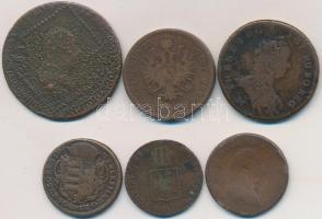 6db-os vegyes rézpénz tétel, közte  	
1861B 4Kr, 1807. 15kr hamis T:vegyes
6pcs of mixed copper coin...