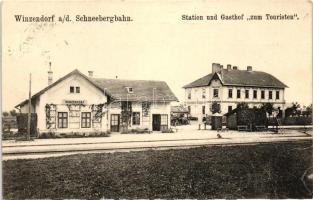 Winzendorf an der Schneebergbahn, Station und Gasthof 'zum Touristen' / railway station, tourist hotel