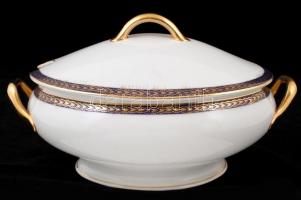 Antik Zsolnay hiányos étkészlet, jelzett (Ifj Grünwald Mór részére), matricás, egy tányéron hajszálr...