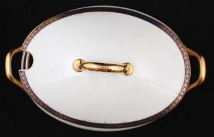 Antik Zsolnay hiányos étkészlet, jelzett (Ifj Grünwald Mór részére), matricás, egy tányéron hajszálr...